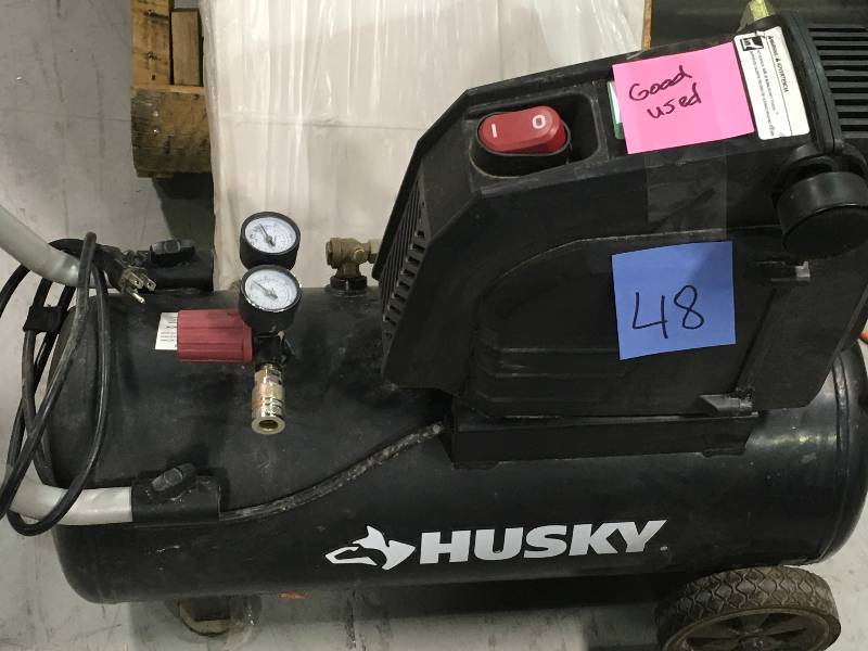 lot 48 image: Husky 8 Gal. Portable Oil Free Electric Air Compressor USED  in good working condition