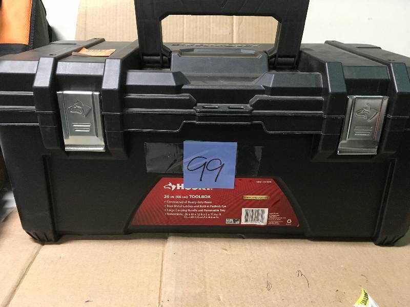 lot 99 image: Husky 26 in. Plastic Tool Box with Metal Latches in Black