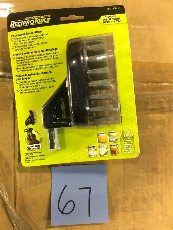 lot 67 image: ReciproTool Nylon Scrub Brush-Offset Accessory for use with Universal Adapter for Reciprocating Saws like new