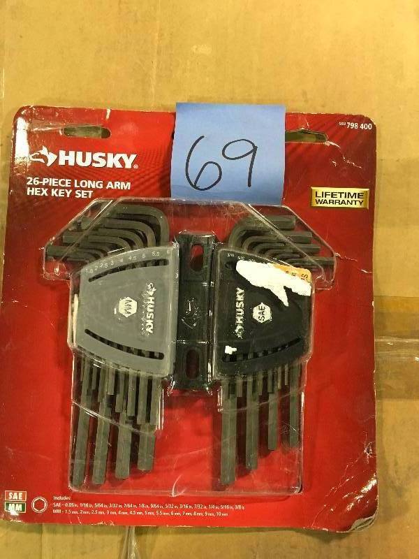 lot 69 image: Husky SAEMetric Long Arm Hex Key Set (26-Piece)