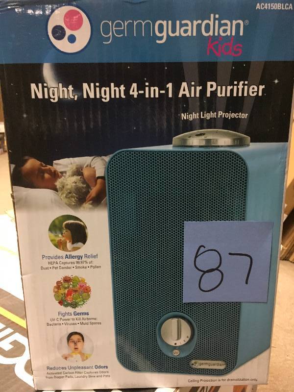 lot 87 image: GermGuardian 4-in-1 Night-Night HEPA Air Purifier System with Projector and 11 in. Table Top Tower like new