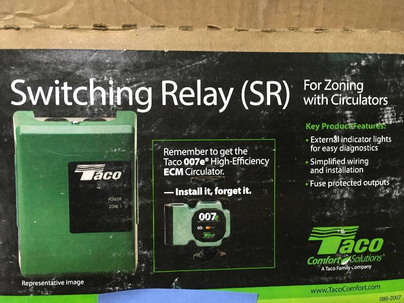 lot 90 image: Taco SR501-4 1 Zone Switching Relay