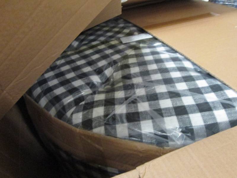 lot 6 image: Black Check Storage Ottoman open bo...