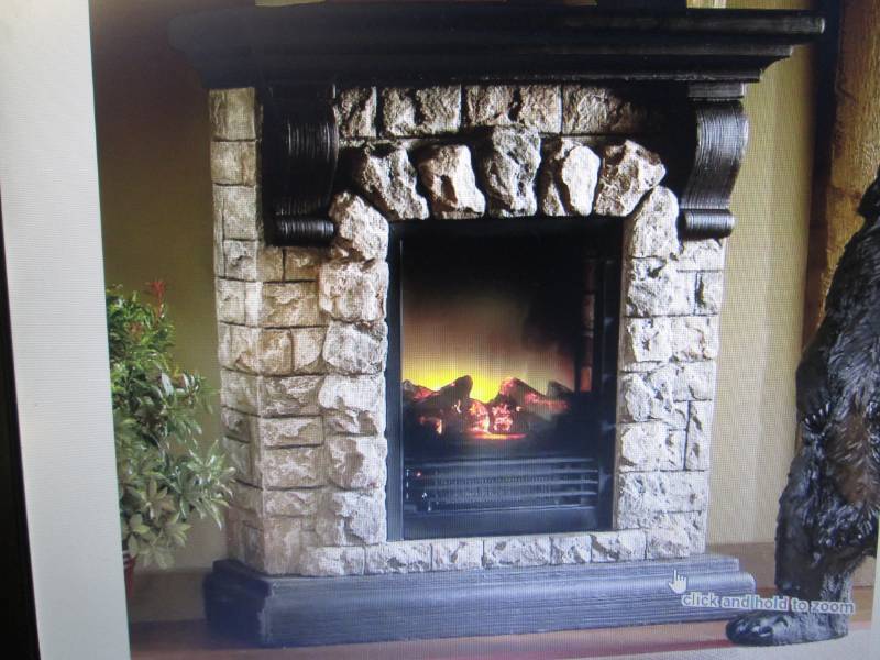 lot 62 image: Faux Stone Fireplace open box, unte...