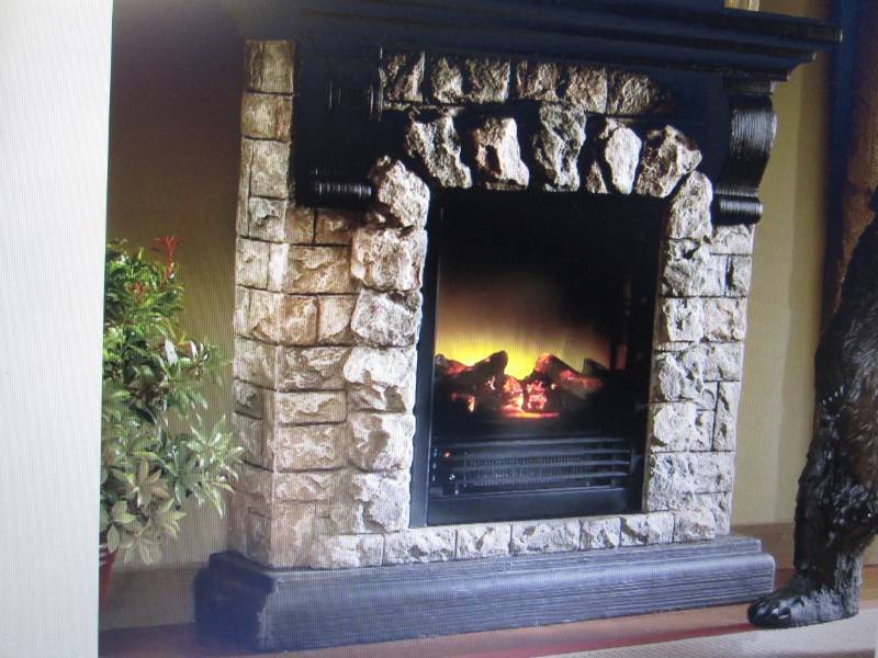 lot 63 image: Faux Stone Fireplace open box, unte...