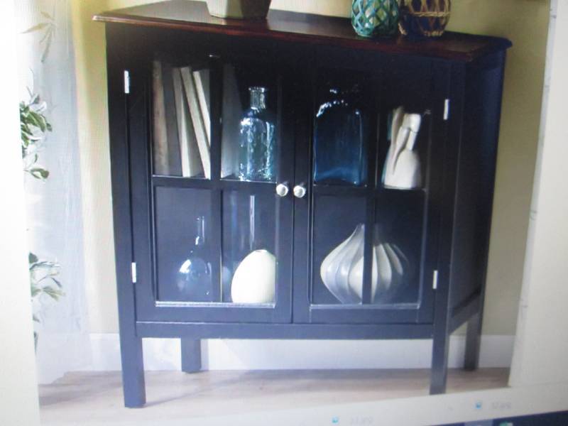 lot 78 image: 2-Door Glass Cabinet open box Retai...