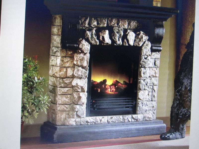 lot 92 image: Faux Stone Fireplace open box, unte...