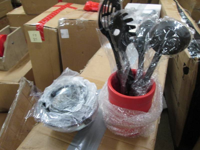 lot 93 image: Red Utensil Caddy, Nesting Bowl Set...