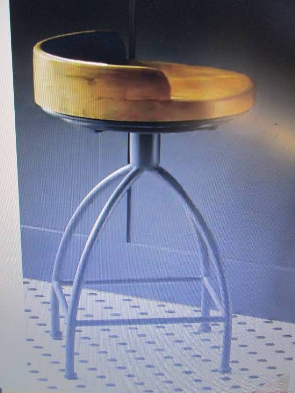 lot 97 image: Blake Short Wood Seat Stool open bo...