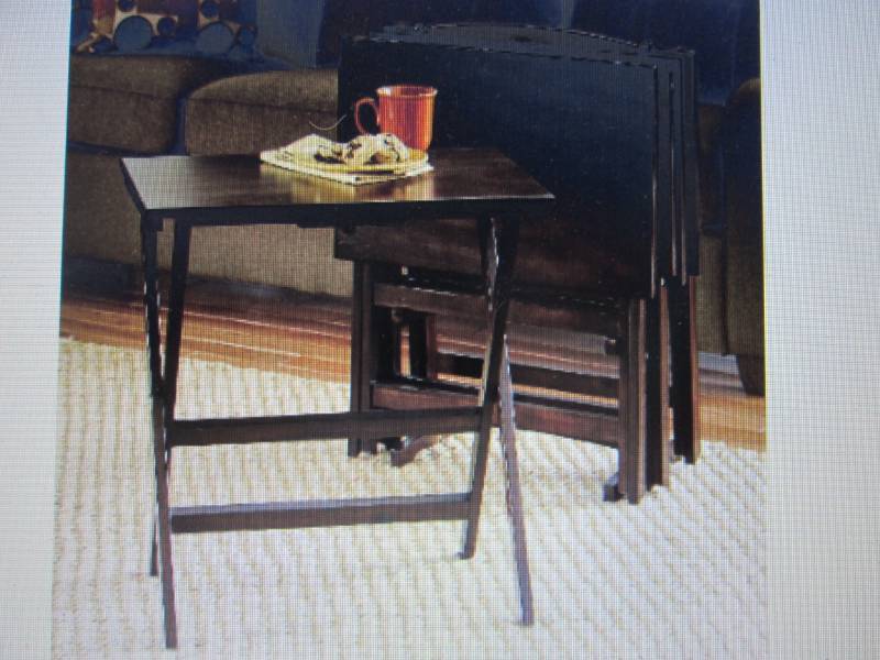lot 103 image: 5 Pc Tray Tables Set open box Retai...