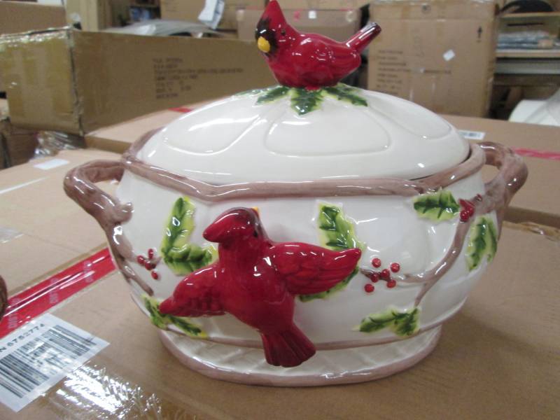 lot 172 image: Ceramic Holiday Soup Tureen...