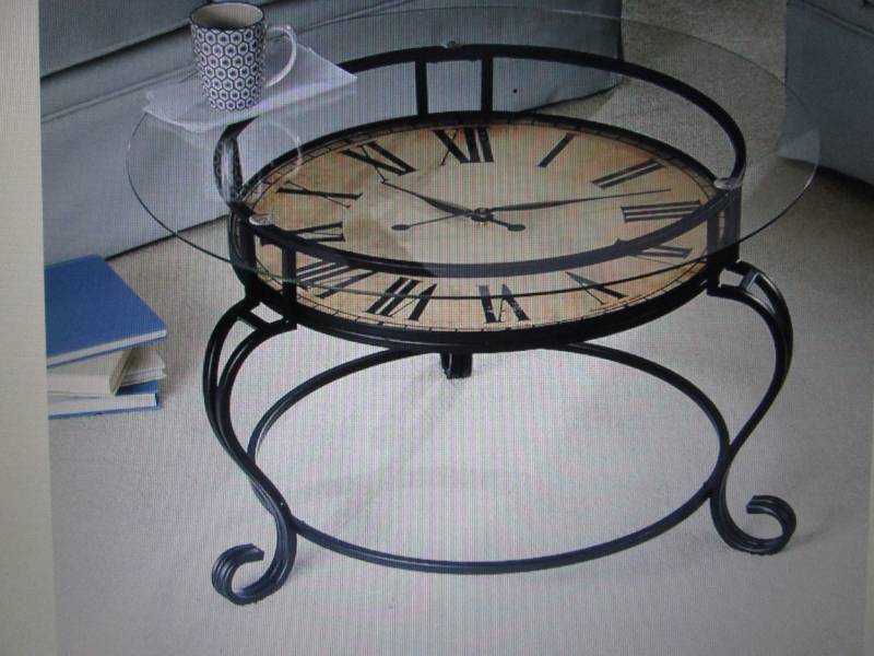 lot 185 image: Clock Coffee Table open box, untest...