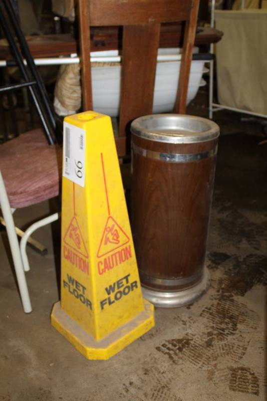 lot 66 image: Ash TrayCigarette Bin, Wet Floor Sign