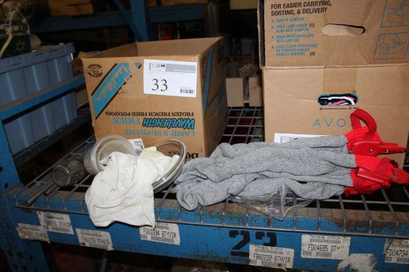 lot 33 image: Plastic Jugs, Kitchen Gloves, Coffee Cups, Plates, And More