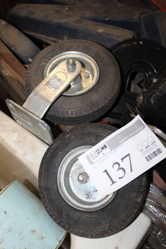 lot 137 image: Utility Wheels with Metal Mounting Brackets