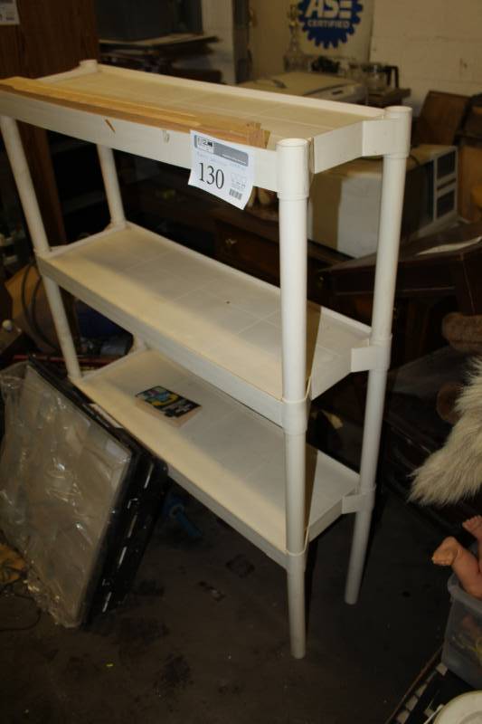 lot 130 image: Plastic Shelving Unit with 3-Shelves