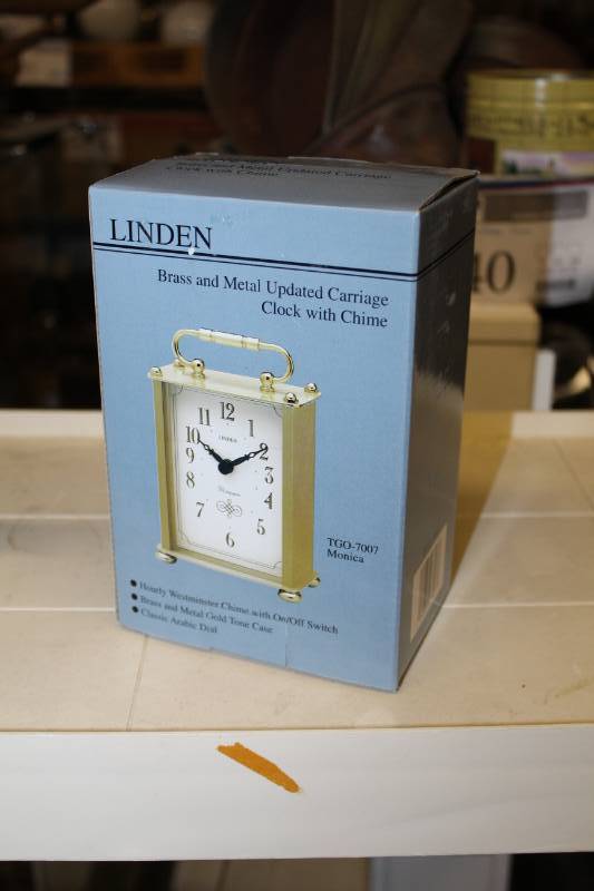 lot 133 image: Linden Brass and Metal Updated Carriage Table Top Clocks with Chime