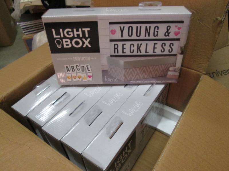 lot 38 image: Case of 6 Light Box Decorative Word...