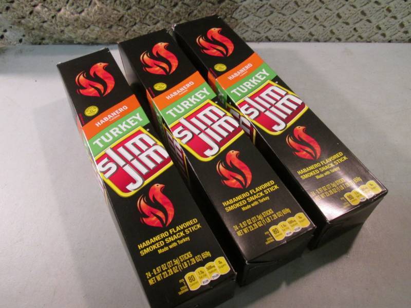 lot 220 image: 3 Boxes of 24 each Slim Jim Snack S...