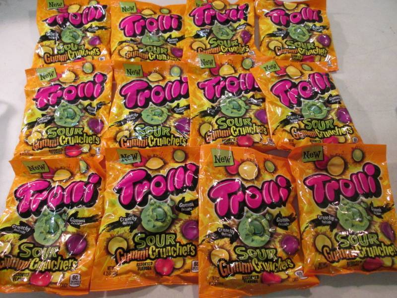 lot 223 image: 12 Bags of Trolli Sour Gummi Crunch...