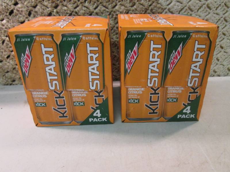 lot 232 image: 2 - 4-Packs of Mtn Dew Kick Start O...