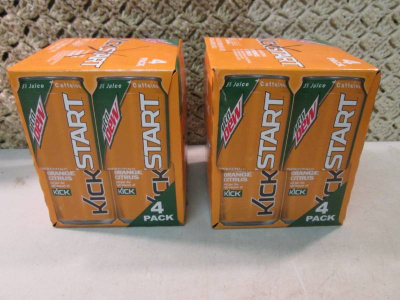 lot 234 image: 2 - 4-Packs of Mtn Dew Kick Start O...