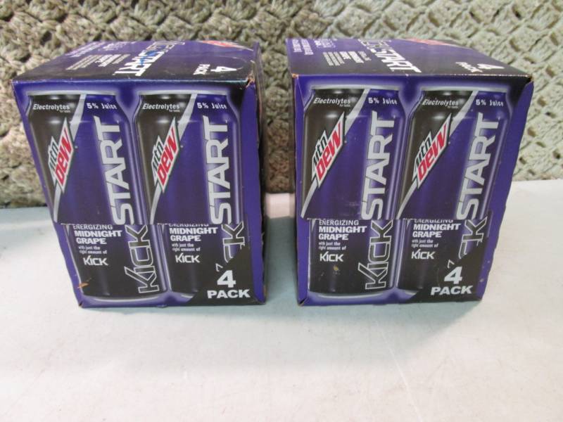lot 235 image: 2 - 4-Packs of Mtn Dew Kick Start M...