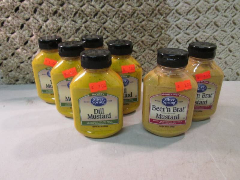 lot 266 image: 7 Bottles of Mustard 5 Dill and 2 B...