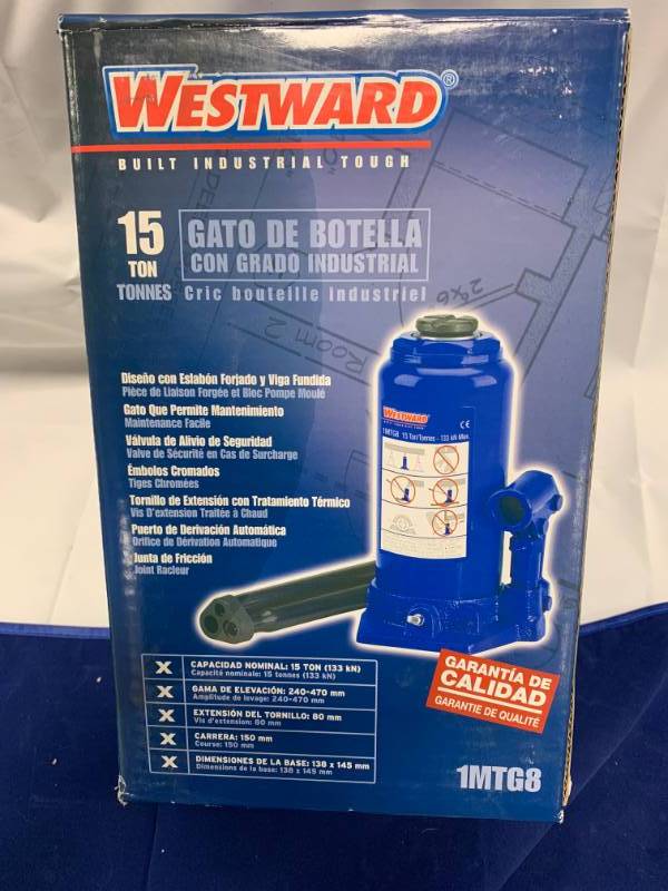 lot 24 image: Westward 15 Ton Industrial Grade Bottle Jack