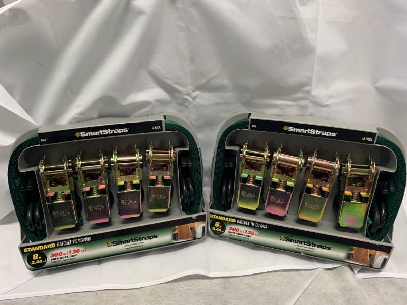 lot 82 image: Lot of 8 Tie Down Ratchet Smart Straps