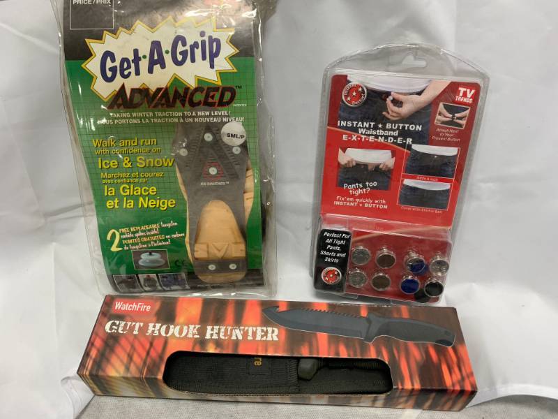 lot 108 image: Shoe SnowIce Cleats, Knife, Pants Extender
