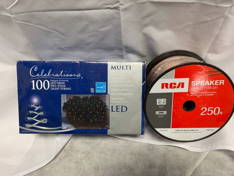lot 110 image: Christmas Lights & 250 ft of Speaker Wire