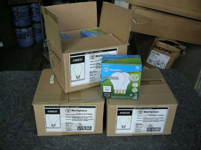 lot 30 image: 3 Cases Westinghouse Eco-Halogen Light Bulbs