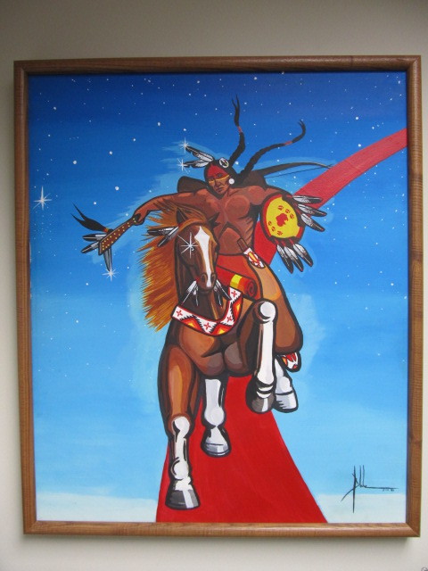 lot 26 image: Original STEVE BLAKE Red Lake Nation Native American Oil on Canvas Painting