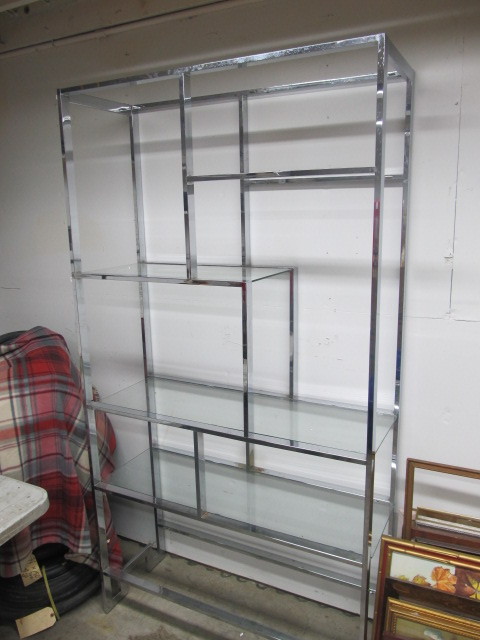 lot 44 image: Original Vintage MILO BAUGHMAN for DIA Mid Century Chrome Display Shelf