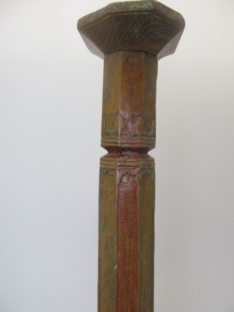 lot 61 image: Large 18th Century Hand Carved & Painted Candle Stand