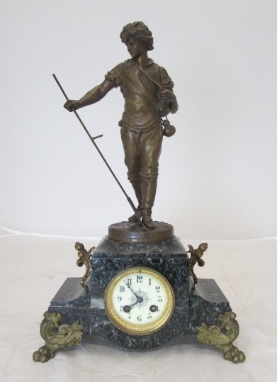 lot 3 image: Wonderful Original 19th Century Solid Bronze Figural Statue Clock