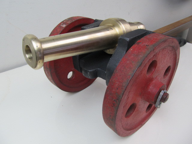 lot 100 image: Old Vintage LARGE Cast Iron Black Powder Signal Cannon wSolid Brass Barrel