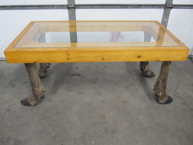 lot 150 image: Genuine MOOSE LEG Glass Top Coffee Table