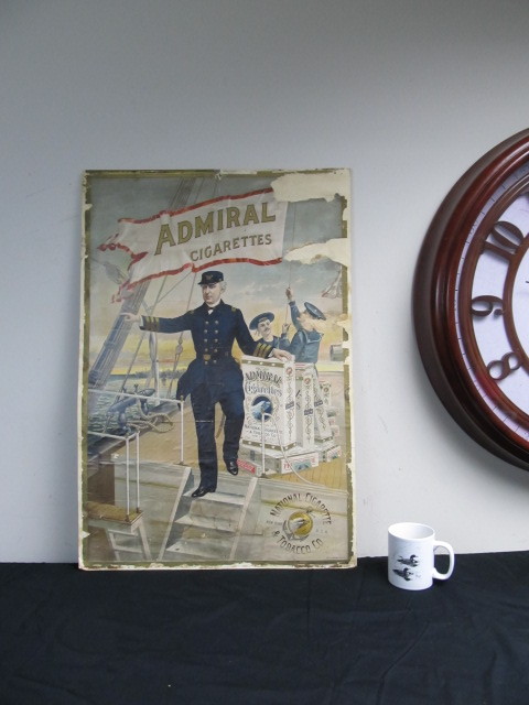 lot 127 image: Rare Original Ca. 1900 Antique ADMIRAL CIGARETTES Advertising Poster