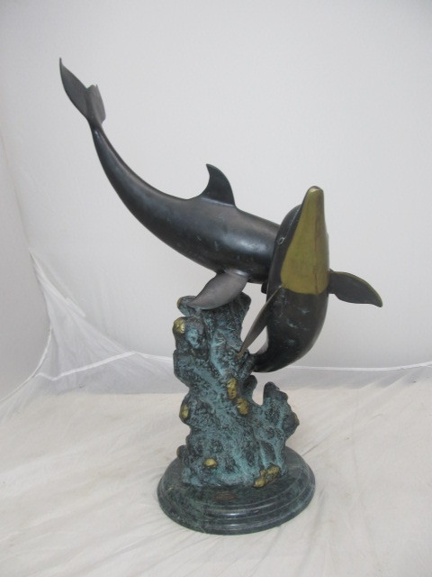 lot 144 image: HUGE Solid Bronze Sea World Dolphin Statue