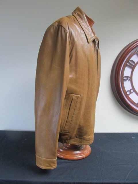lot 130 image: MINT Condition Mens Genuine Leather Jacket - Brown - Size XL
