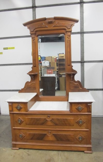 Quality Antique Marble Top Dresser W Mirror 2nd Annual
