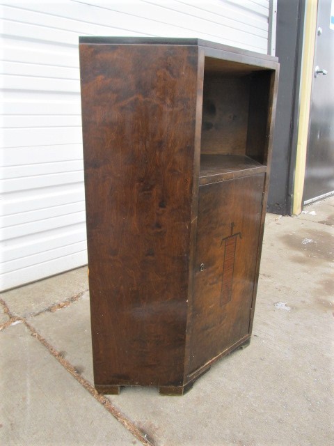 lot 155 image: Antique Inlaid Corner Bar Cabinet
