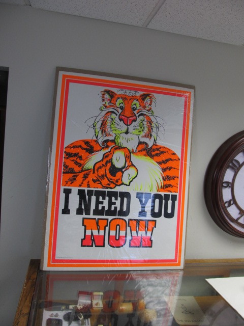 lot 160 image: Large Original 1968 Humble Oil Co. Esso Tiger Black Light Advertising Poster