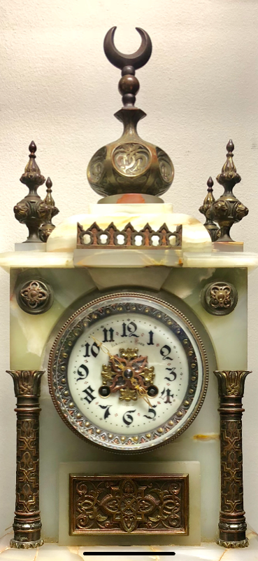 lot 31 image: Large 19th Century Belgian Onyx & Bronze French Dresser Clock 