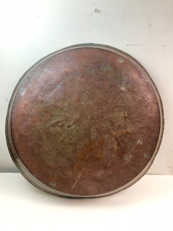 lot 157 image: Huge Antique 19th Century Hand Hammer Copper BowlTray