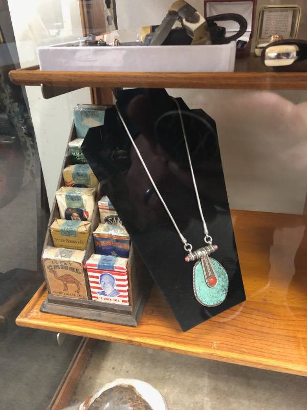 lot 88 image: Huge Vintage Sterling Silver Turquoise & Red Coral Pendant Necklace