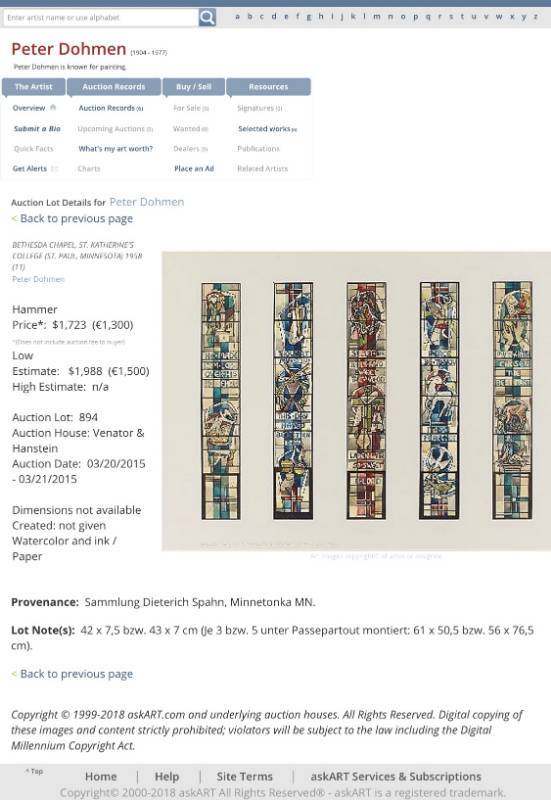 lot 163 image: RARE Original Artist CartoonRendering PETER DOHMEN Stained Glass Church Window Design Painting