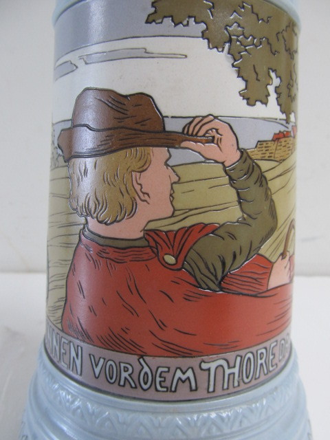lot 76 image: Original Antique Signed METTLACH Beer Stein